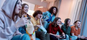 Friends Having Fun Playing Video Games