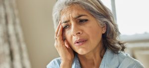 Older Women With Gray Hair And Tired Puffy Face